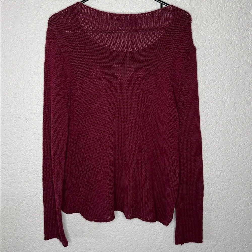 Wooden Ships Chic Game Day Maroon Knit Sweater S/M NFL College Football Team - Picture 8 of 9